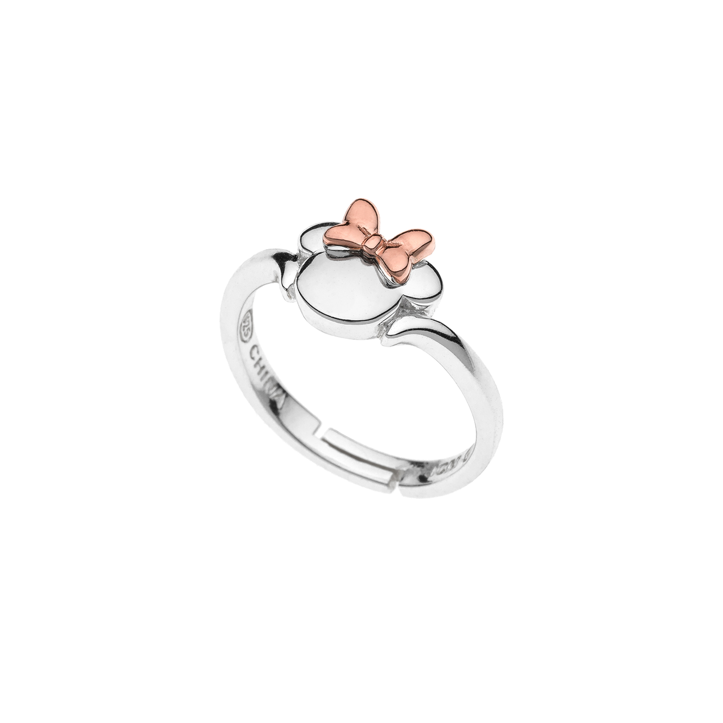 Sølv ring Minnei Mouse med rosa sløjfe.
