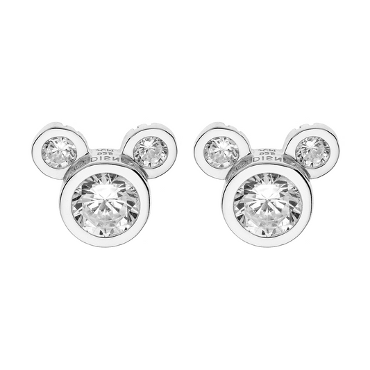 Sølv ørestikker Mickey Mouse med  cubic zirconia.