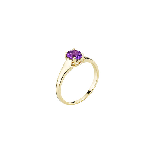 8 kt. guldring med ametyst - 4 greb