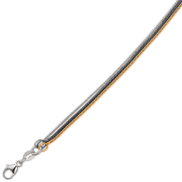 Sølv halskæde oxyderet, forgyldt og sølv twisted fox. 45 cm.