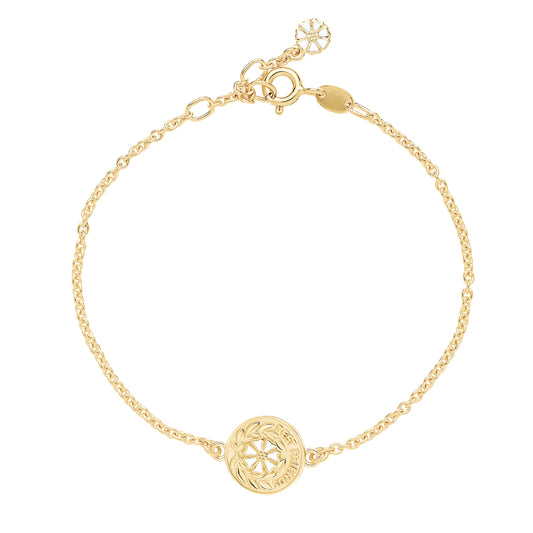 Marguerit armbånd, bedste venner 24kt guldbelagt sølv, hvid emalje.