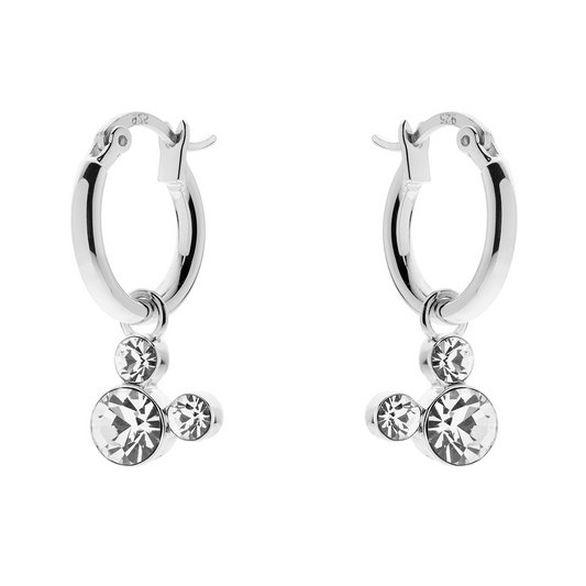 Sølv creoler Mickey Mouse med syntetisk cubic zirconia som hænger.