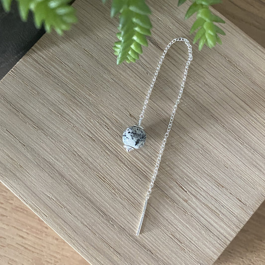 Pure ørerlænke i sølv - Black white splash ( 1 stk )