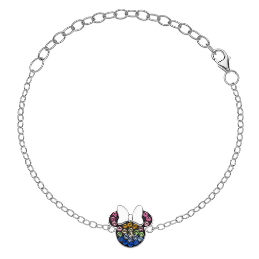 Sølv armbånd Minnie Mouse med forskellige farver.