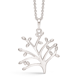 Sølv halskæde rhodineret livets træ med  cubic zirconia. " tree of life"