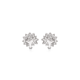 Sølv ørestikker rhodineret livets træ med cubic zirconia.