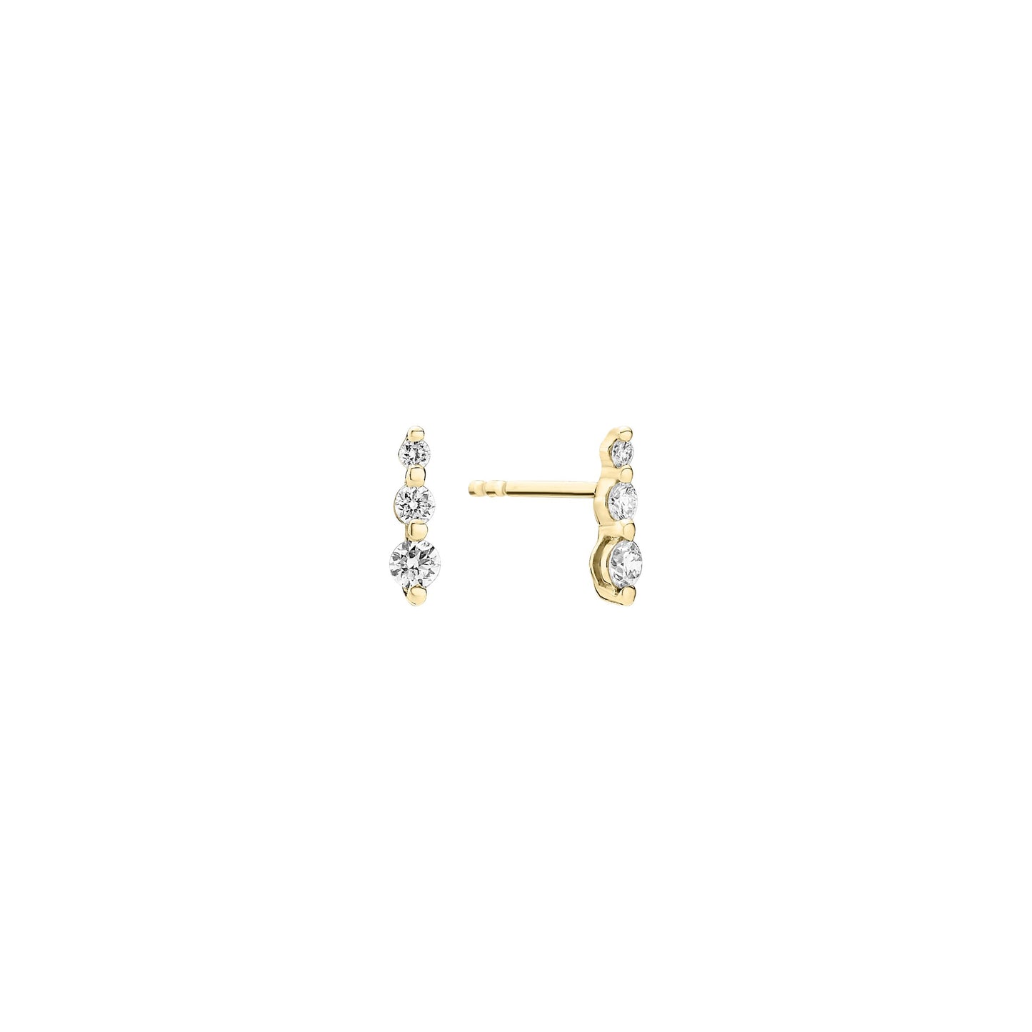 8 kt. guld ørestik med lab grown diamanter 2x0,015CT 2x0,035CT 2X0,07CT TW.VS