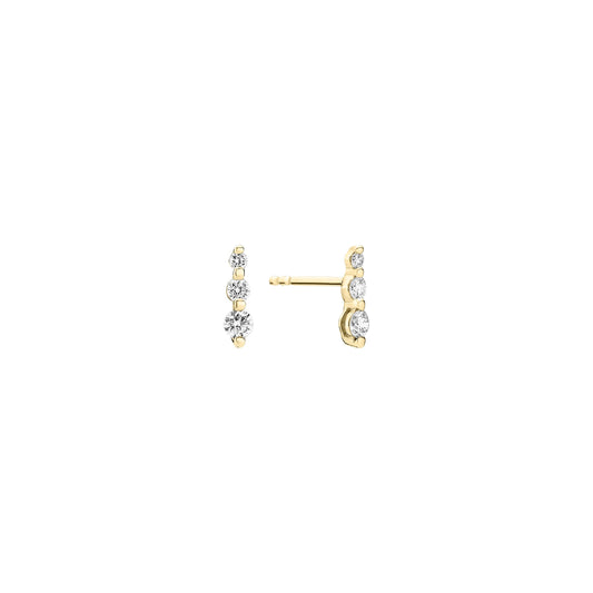 8 kt. guld ørestik med lab grown diamanter 2x0,015CT 2x0,035CT 2X0,07CT TW.VS