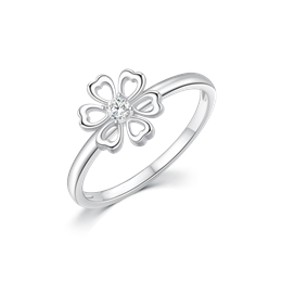 Sølv ring rhodineret flower of hearts