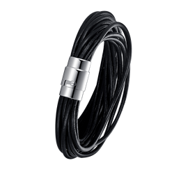 Stål armbånd snoet læder 18 rækker 19 cm.