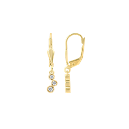 14 kt guld ørehængere, zigzak, 0.11 ct diamanter