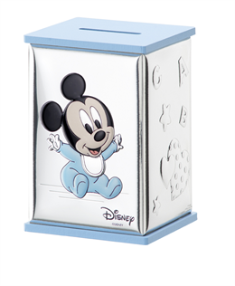 Disney baby Mickey sparebøsse. Mål: 8 x 8 x 11,5 cm.