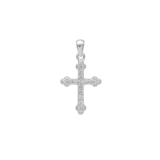 Sølvvedhæng kors 18x13 mm med zirkonia 925