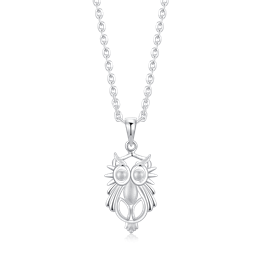 Sølv collier ugle mat og blank