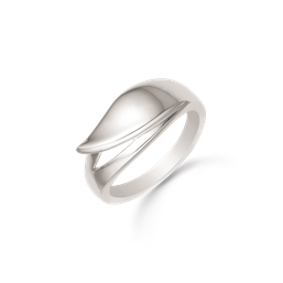 Sølv ring rhodineret aflang dråbe.