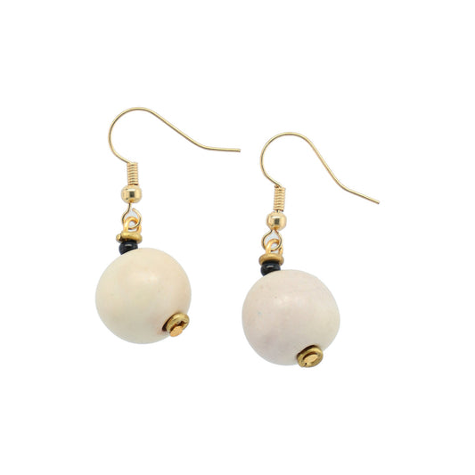 Perleøreringe - round - satin cream