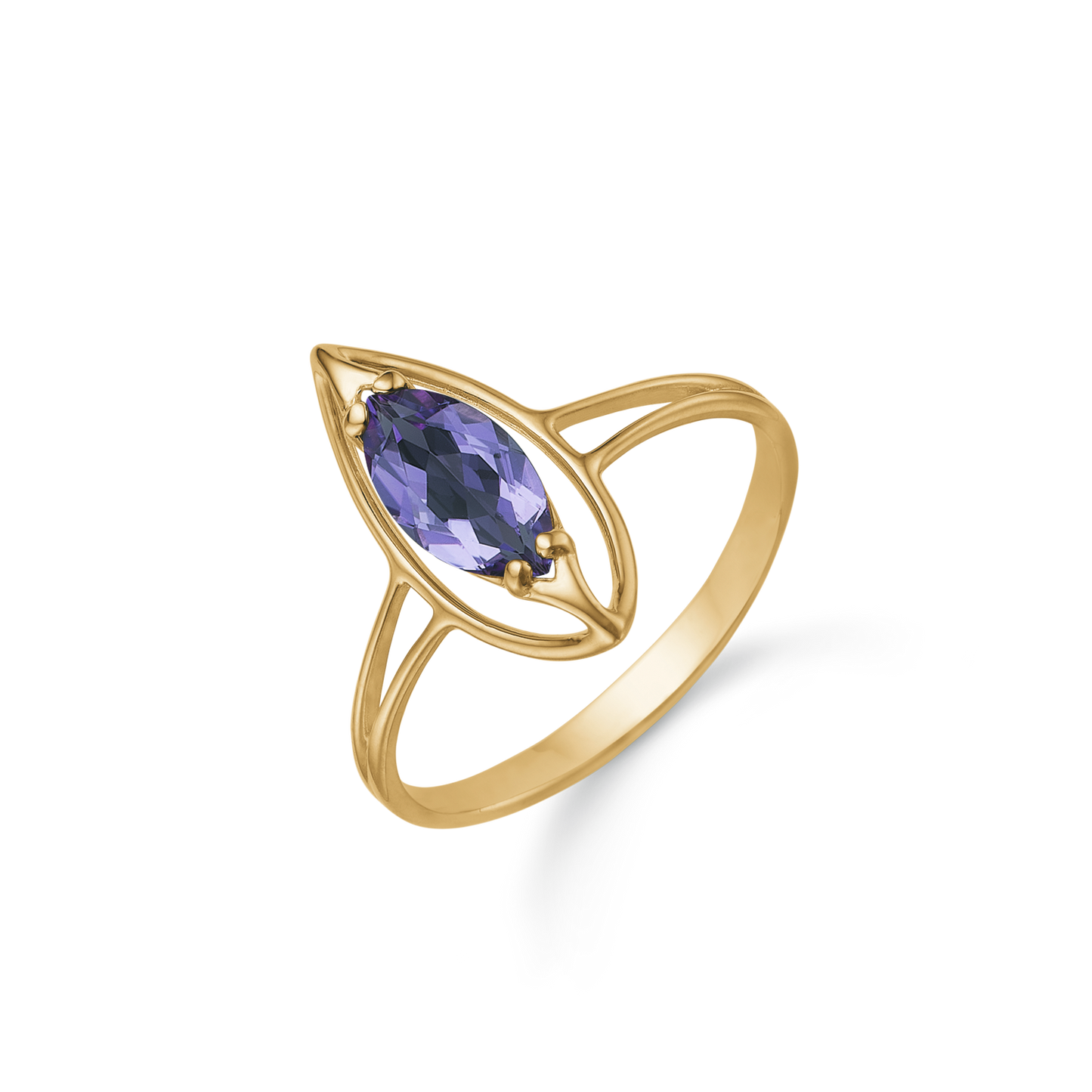 8 kt. guld ring øje med ametyst.