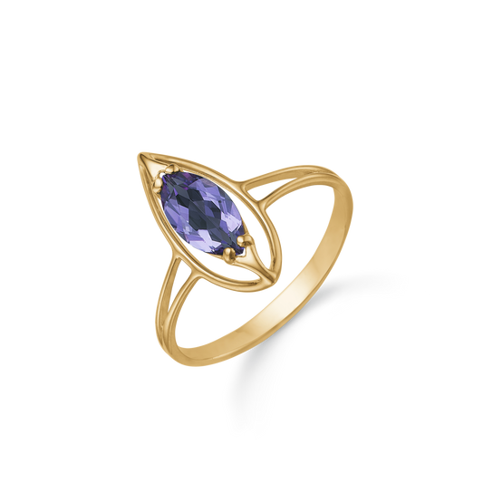 8 kt. guld ring øje med ametyst.