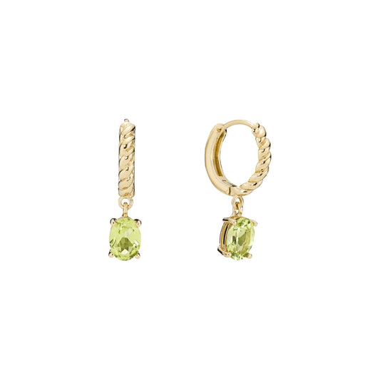 Creol snoet 13 mm med peridot 7x5 mm forgyldt sølv