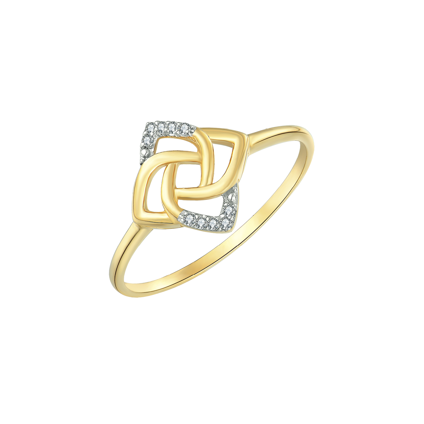 14 kt. guld ring firkant på skrå