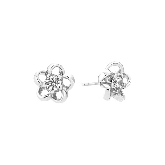 Sølv ørestikker 10x10mm blomst med zirkonia