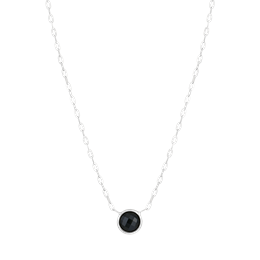 Sølv collier rhodineret med sort  cubic zirconia i ring.