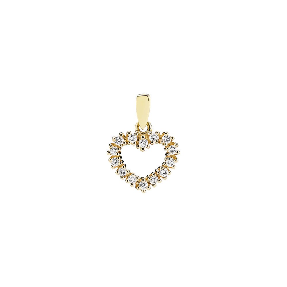 14 kt. guldvedhæng, hjerte 13x11mm med diamant 14x0,02ct W.SI