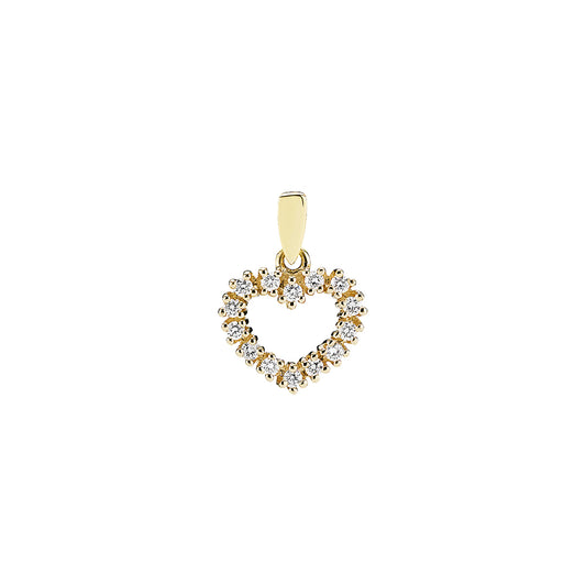 14 kt. guldvedhæng, hjerte 13x11mm med diamant 14x0,02ct W.SI