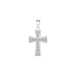 Sølv vedhæng rhodineret ridderkors fyldt med cubic zirconia. Mål: 13 x 21 mm.