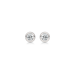 Sølv ørestikker 4 mm. cubic zirconia med bred rørfatning