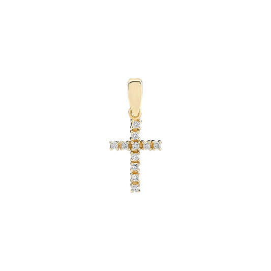 14 kt. guldvedhæng kors  med diamanter 11 stk i alt 0,11CT W.SI