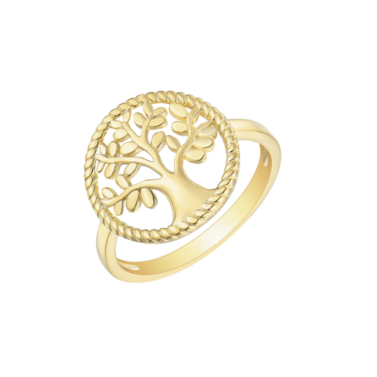 8 kt. guld ring livets træ i cirkel.