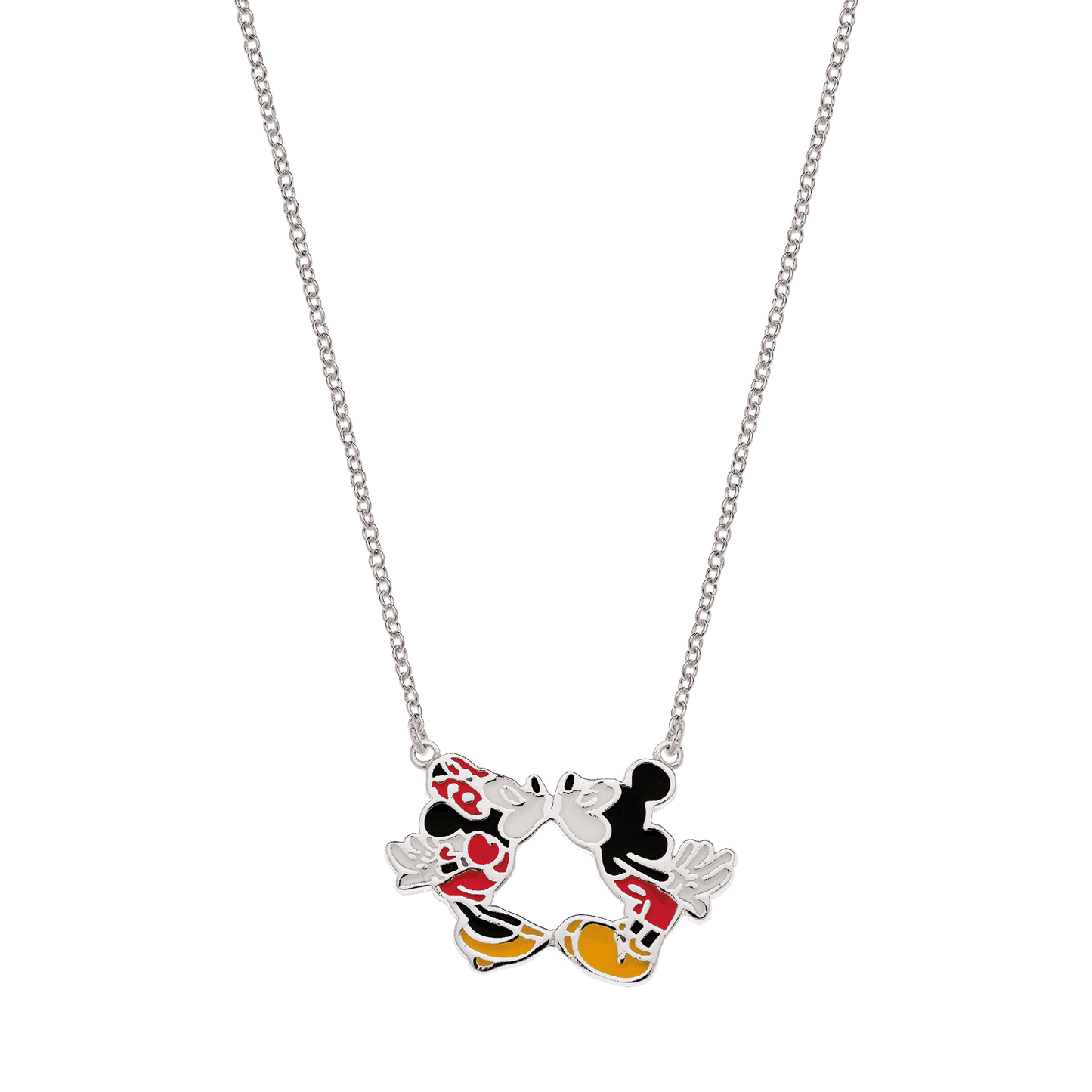 Sølv halskæde Mickey og Minnie Mouse som kysser.