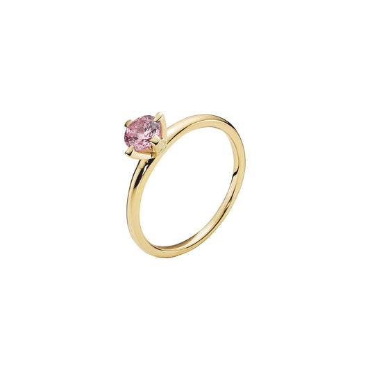 8 kt. guldring med pink zirkonia