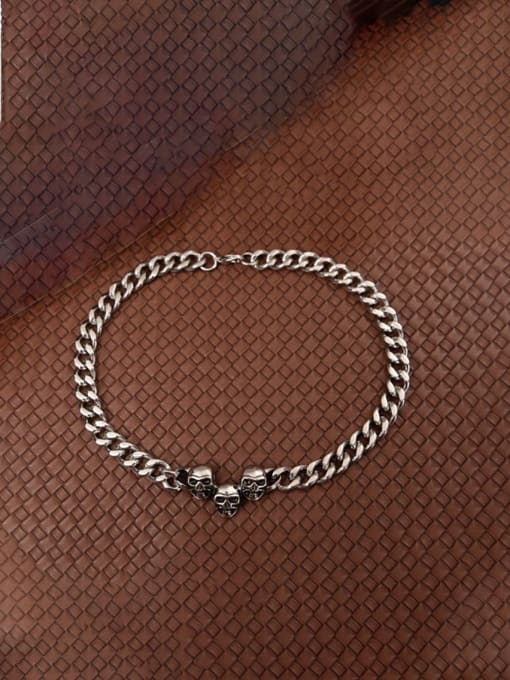titanium/steel -  skull  bracelet