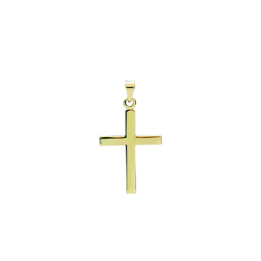 Sølvvedhæng belagt med guld,  kors stav glatt 22x15mm