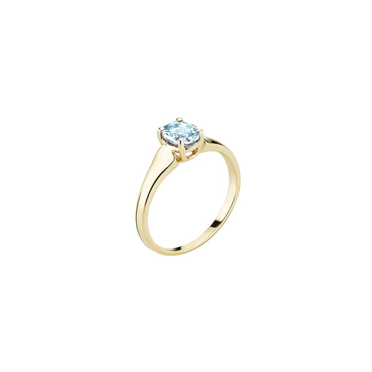 8 kt. guldring med blå topaz
