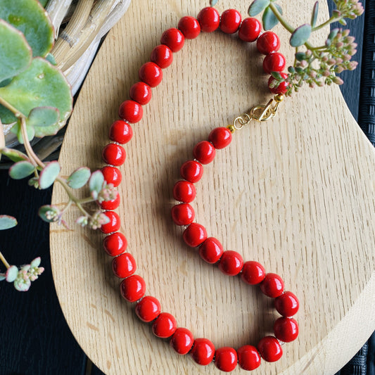 Elegance perlekæde - Bright red