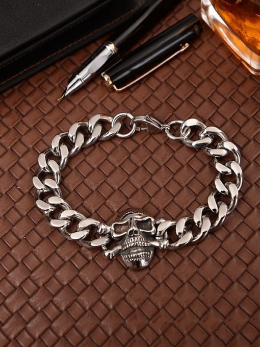 titanium/steel -  skull  bracelet