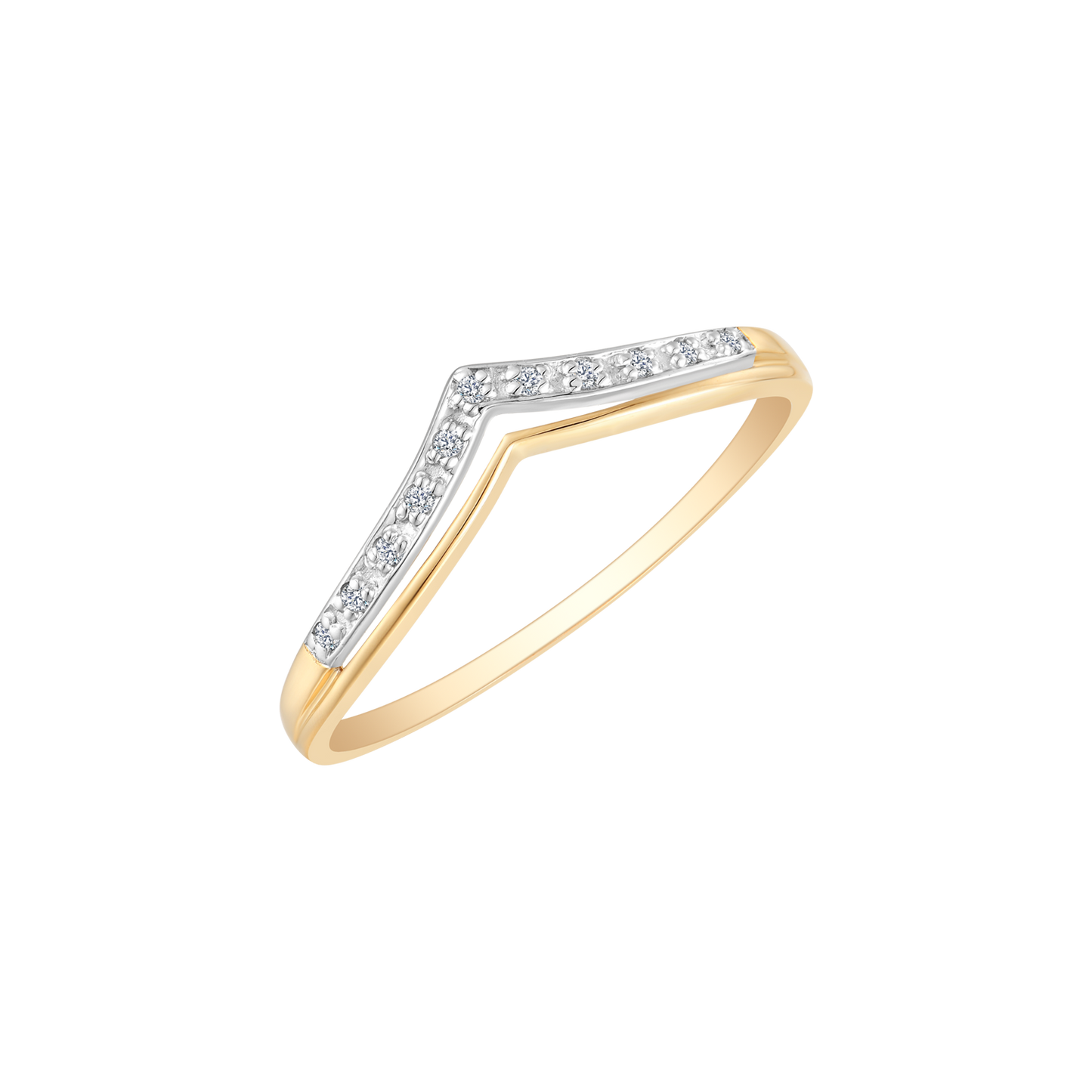 14 kt. guld ring dobbelt skinne med V form