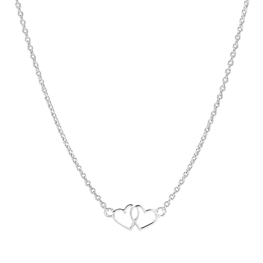 Sølv collier dobbelt hjerte 13mm 45cm