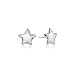 Sølv ørestikker stjerne blank 9 mm.