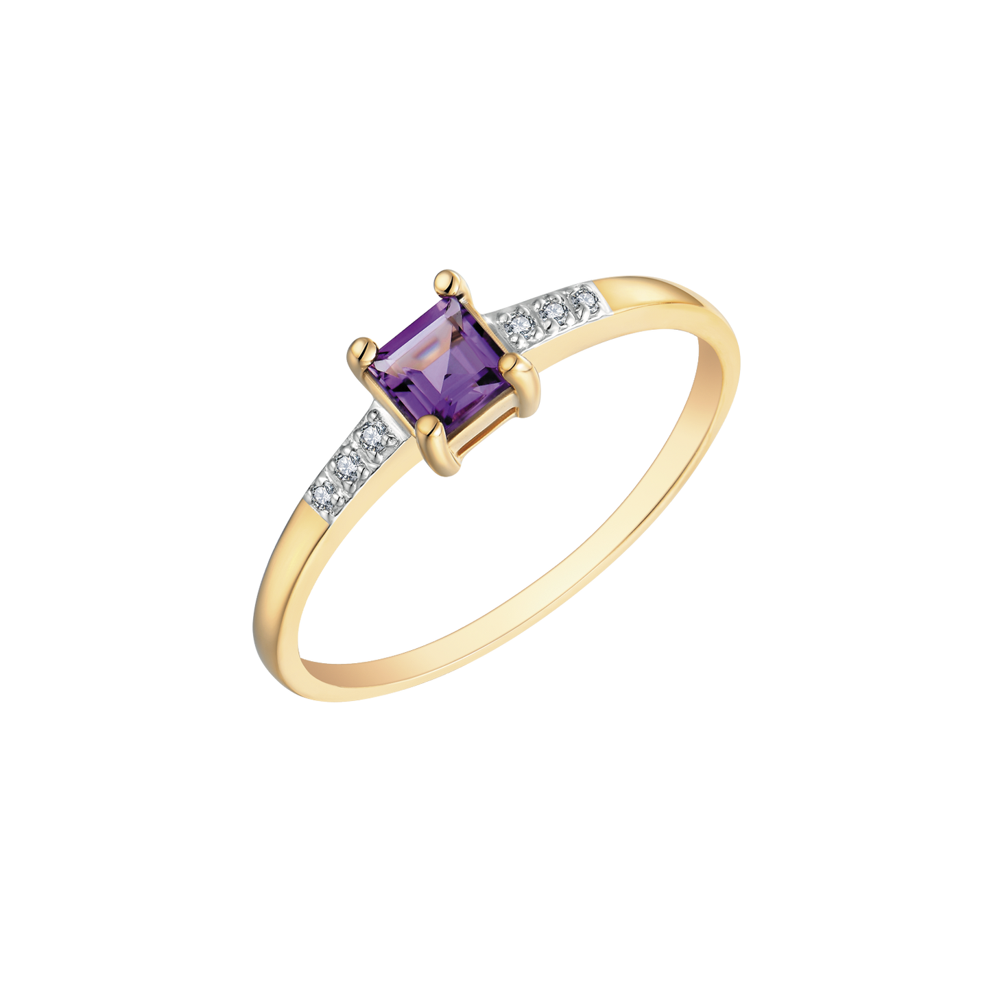 14 kt guldring med armetyst og diamanter