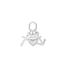 Sølv vedhæng tro, håb og kærlighed. Mål: 5 x 7 mm.