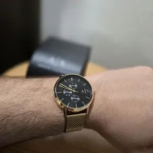 Armani Exchange Cayde mesh watch in gold