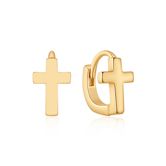 14 kt. guldbelagt sølvøreringe med kors