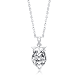 Sølv collier ugle let oxyderet