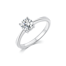 Sølv ring rhodineret rund cubic zirconia i 4 grabber. Mål 6 mm.