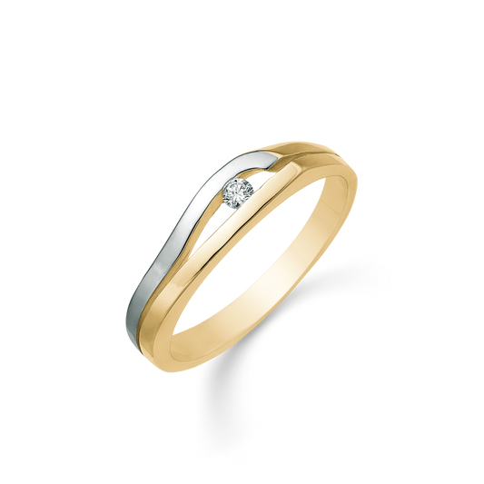 14 kt. guld ring buet skinne hvidgulds rhodineret.&nbsp;