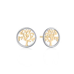 8 kt. guld ørestikker livets træ i cirkel. "Tree of Life"